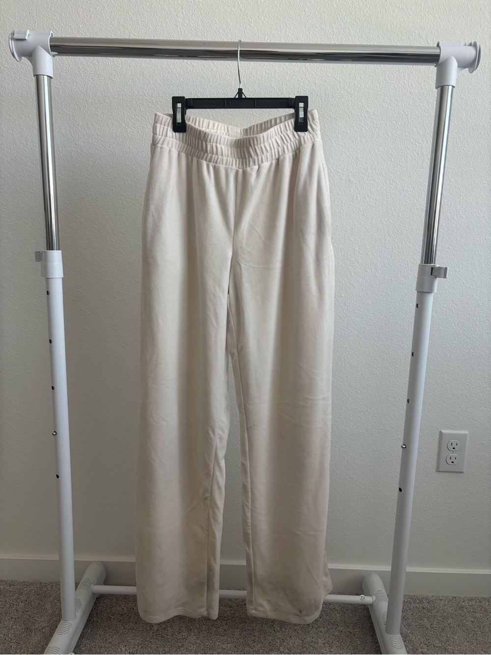 Forever 21 Ivory Wide-Leg Track Pants